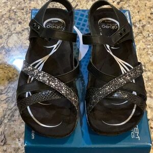 Abeo Black Sandals with built in orthotics, Size: 10